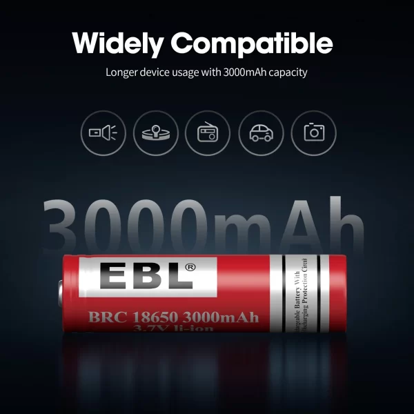 Batería recargable EBL BRC 18650 3000mAh ideal para DJI RONIN - Imagen 8